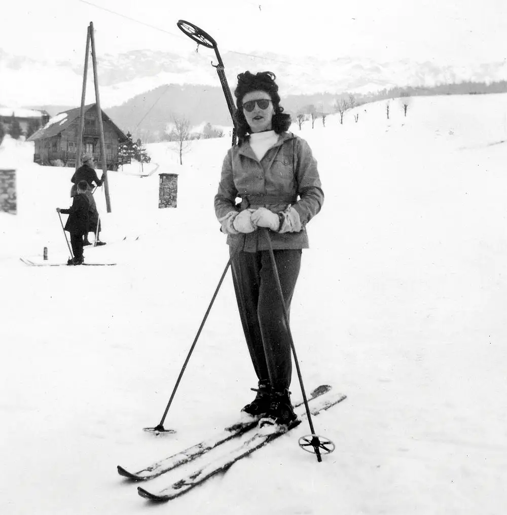 Francine Bertrand na trasie zjazdowej Bains, w Villard-de-Lans (Stowarzyszenie Pamięć Polskiego Liceum).